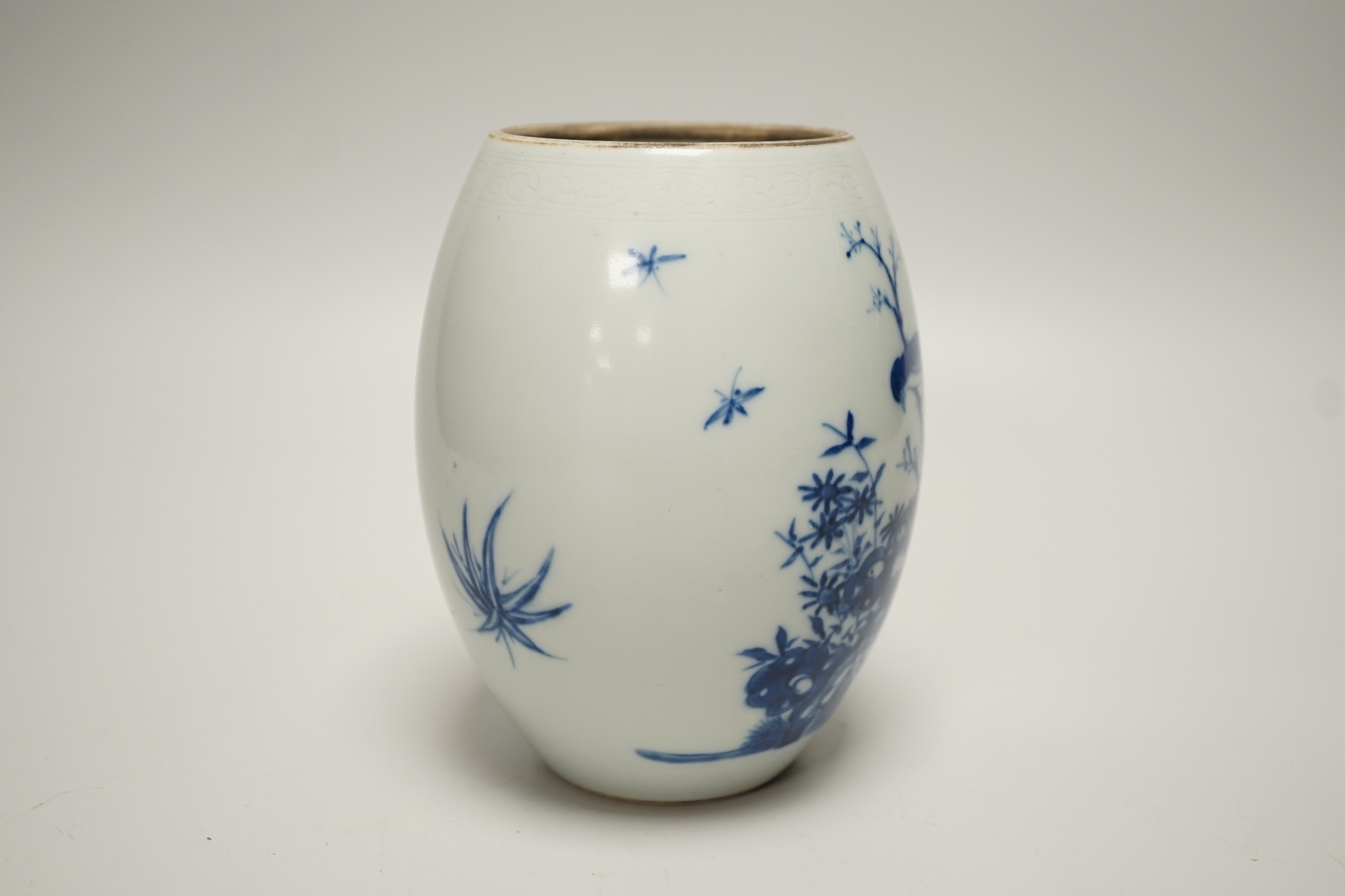 A Chinese blue and white vase, in Transitional style, 14.5cm